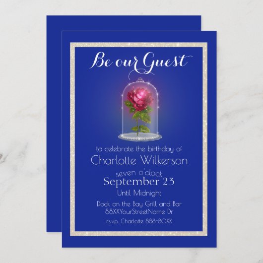 美しいとビースト魔法バラオンブルーインベイション 招待状 (正面/裏面)