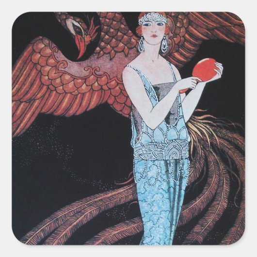 美しいとフェニックス、ファッションデザイナーメイクアップアーティスト スクエアシール (正面)