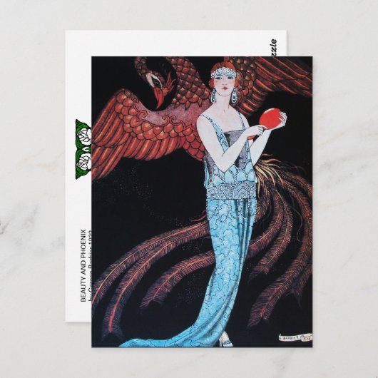 美しいとフェニックス、ファッションデザイナーメイクアップアーティスト ポストカード (正面/裏面)