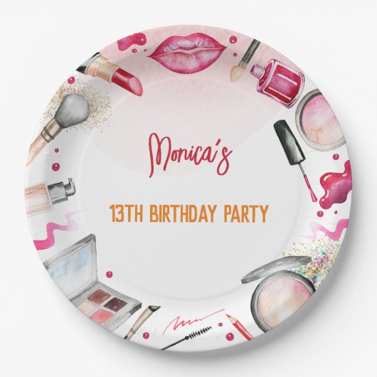 美しいとメイクスパ誕生日パーティー ペーパープレート (正面)