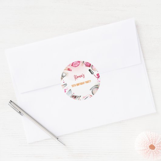 美しいとメイクスパ誕生日パーティー ラウンドシール (封筒)