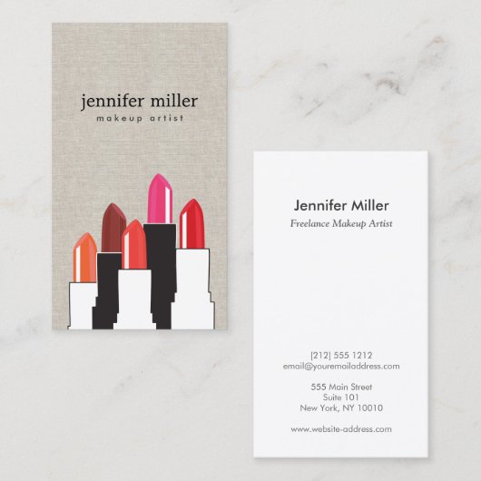 美しいとリップスティックコラージオンリネンフェイクズ 名刺 (正面/裏面)