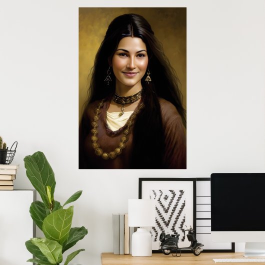 美しいとレジリエンス：アフガニスタン人女性のポートレート ポスター (ホームオフィス)