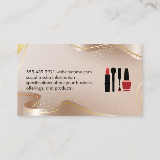 美しいと化粧 |金ゴールドベージリボン 名刺 (裏面)