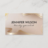 美しいと化粧 |金ゴールドベージリボン 名刺 (正面)
