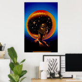 美しいと強さ：アフリカアートウーマン ポスター (ホームオフィス)