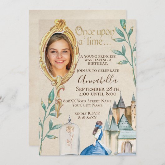 美しいと獣に魔法をかけられたおとぎ話パーティー 招待状 (正面/裏面)