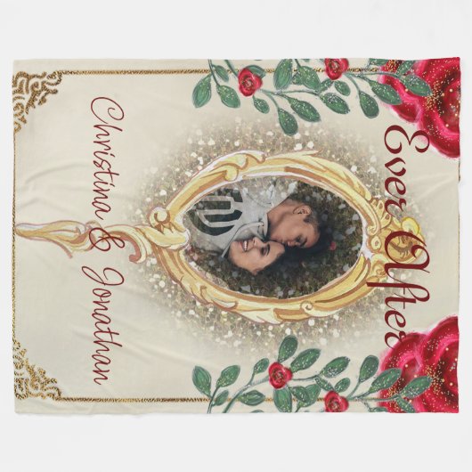 美しいと獣のおとぎ話の写真 フリースブランケット (正面(横))