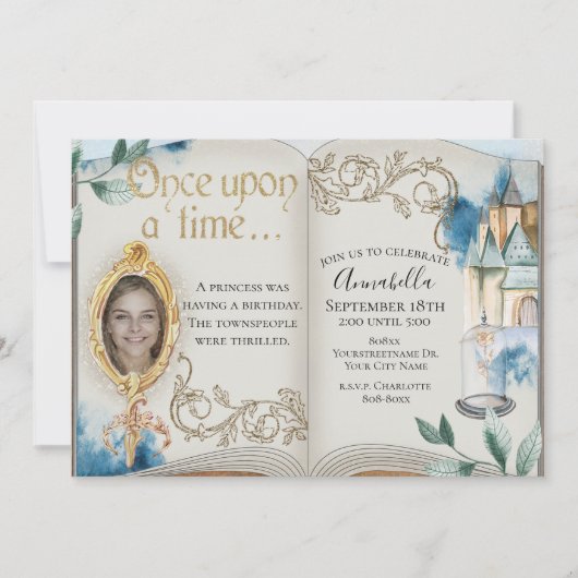 美しいと獣のおとぎ話ブックフォト 招待状 (正面)