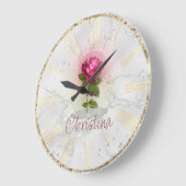 美しいと獣のおとぎ話レッドローズオンマーブル ラージ壁時計 (傾斜)