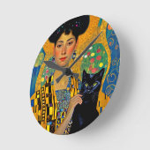 美しいと黒猫 ラウンド壁時計 (傾斜)