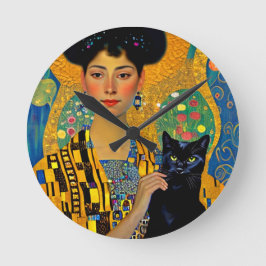 美しいと黒猫 ラウンド壁時計