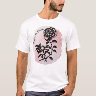 美しいに焦点を合わせる – ペンとインクのバラ（ピンク） Tシャツ