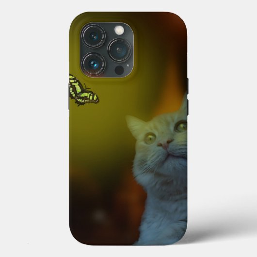 美しいに魅了される猫が蝶に魅了される Case-Mate iPhoneケース (裏面)