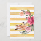 美しいねむるキツネと花の1歳の誕生日 招待状 (裏面)