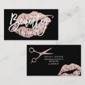 美しいののどのばら色の金ゴールドのはさみの唇のタイポグラフィ 名刺 (正面/裏面)