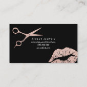 美しいののどのばら色の金ゴールドのはさみの唇のタイポグラフィ 名刺 (裏面)