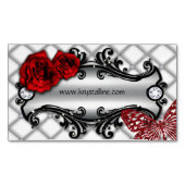 美しいのばら色の花の蝶ファッションのヘアーサロン マグネット名刺 (正面)