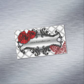 美しいのばら色の花の蝶ファッションのヘアーサロン マグネット名刺 (インサイチュ)