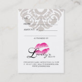 美しいのギフトカード唇の化粧のピンク 割引カード (裏面)