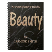 美しいのシャンペンの粋で黒い大理石のグリッター ノートブック (正面)