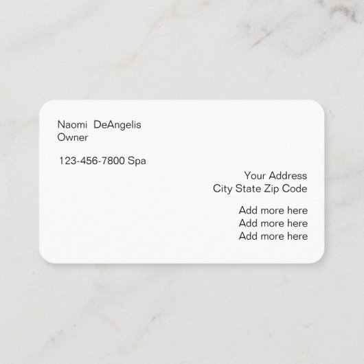 美しいのスパのテーマ 名刺 (裏面)