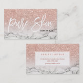 美しいのバーのタイポグラフィのばら色の金ゴールドのグリッターの大理石 名刺 (正面/裏面)