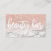 美しいのバーのタイポグラフィのばら色の金ゴールドのグリッターの大理石 名刺 (正面)