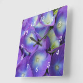 美しいのブルーアジサイの壁時計 スクエア壁時計 (傾斜)