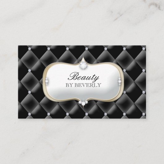 美しいのヘアーサロンの白いダイヤモンドの房状の黒 名刺 (正面)