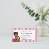 美しいのメーキャップアーティストのピンクのストライプ、アフリカ系アメリカ人 名刺 (スタンド正面)