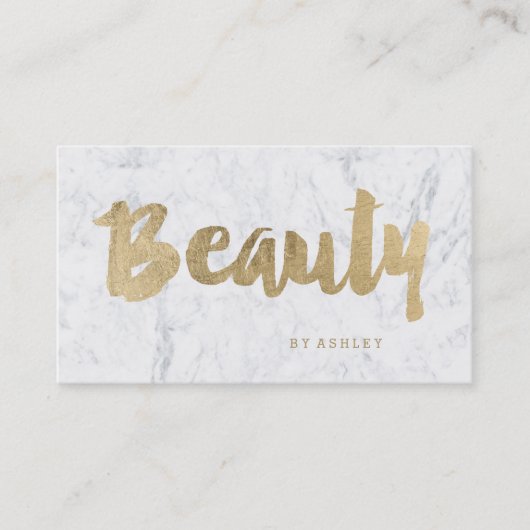 美しいのモダンな金ゴールドのタイポグラフィの大理石 名刺 (正面)
