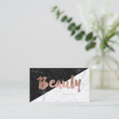 美しいのモダンのばら色の金ゴールドのタイポグラフィのブロックの大理石 名刺 (スタンド正面)