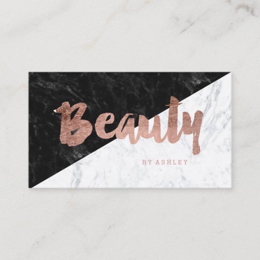 美しいのモダンのばら色の金ゴールドのタイポグラフィのブロックの大理石 名刺 (正面)