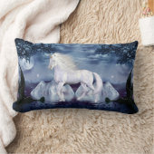美しいのユニコーンのアメリカ人のMoJoの白い枕 ランバークッション (ブランケット)