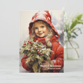 美しいのレトロな女の子とホリーベリー シーズンカード (スタンド正面)