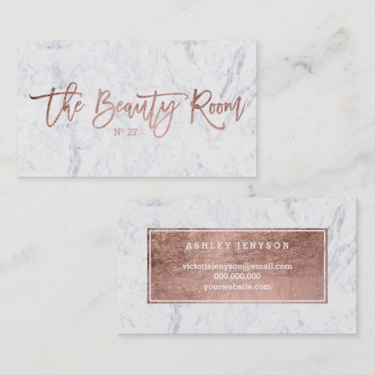 美しいのロゴのエレガントなばら色の金ゴールドのタイポグラフィの大理石 名刺 (正面/裏面)