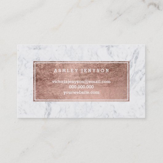 美しいのロゴのエレガントなばら色の金ゴールドのタイポグラフィの大理石 名刺 (裏面)