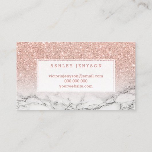 美しいのロゴのタイポグラフィのばら色の金ゴールドのグリッターの大理石 名刺 (裏面)