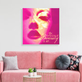 「美しいの創造はアート」ピンクの顔キャンバス キャンバスプリント (インサイチュ (リビング))