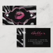 美しいの動物のシマウマのピンクの唇の銀製のダイヤモンド2 名刺 (正面/裏面)