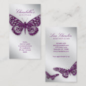 美しいの名刺のサロンの蝶紫色ライト 予約カード (正面/裏面)