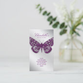 美しいの名刺のサロンの蝶紫色ライト 予約カード (スタンド正面)