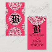 美しいの名刺のダマスク織のモノグラムの珊瑚ベージュ色 名刺 (正面/裏面)