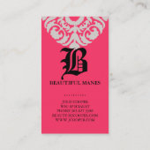 美しいの名刺のダマスク織のモノグラムの珊瑚ベージュ色 名刺 (裏面)