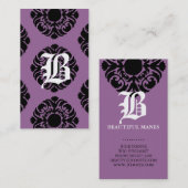 美しいの名刺のダマスク織のモノグラム紫色bl 名刺 (正面/裏面)