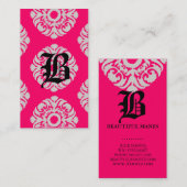 美しいの名刺のダマスク織のモノグラム 名刺 (正面/裏面)