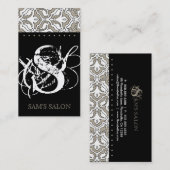 美しいの名刺のレトロのダマスク織ベージュ色 名刺 (正面/裏面)