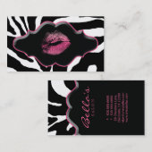 美しいの名刺の動物のシマウマのピンクの唇 名刺 (正面/裏面)
