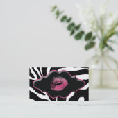 美しいの名刺の動物のシマウマのピンクの唇 名刺 (スタンド正面)